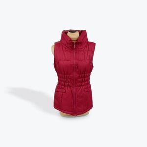 Womens Puffer Vest Mountain Lake Sleeveless Quilted Padded Burgundy Small‎